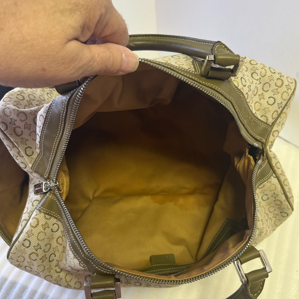 CELINE Mini Boston Macadam Beige Khaki Green Silver Hardware Vtg Celine handbags - Picture 13 of 14